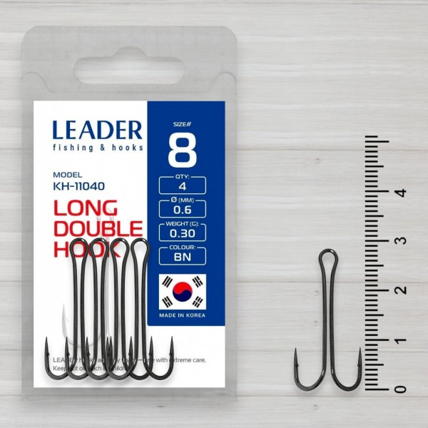 Гачки двійники Leader Long Double, 4шт/уп, № 8
